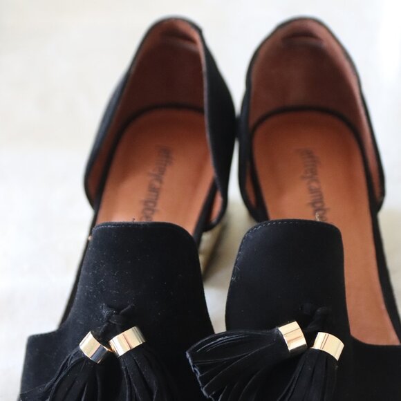 Jeffery Campbell Civil MP Black Suede Gold Pearl Size 9.5 - Picture 11 of 13